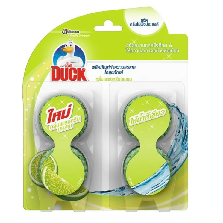 tha-shop-38-g-x1-duck-เป็ด-ผลิตภัณฑ์ทำความสะอาดโถชักโครก-กลิ่นเฟรชกรีนเลมอน-ก้อนดับกลิ่น-กำจัดกลิ่น-ป้องกันกลิ่น