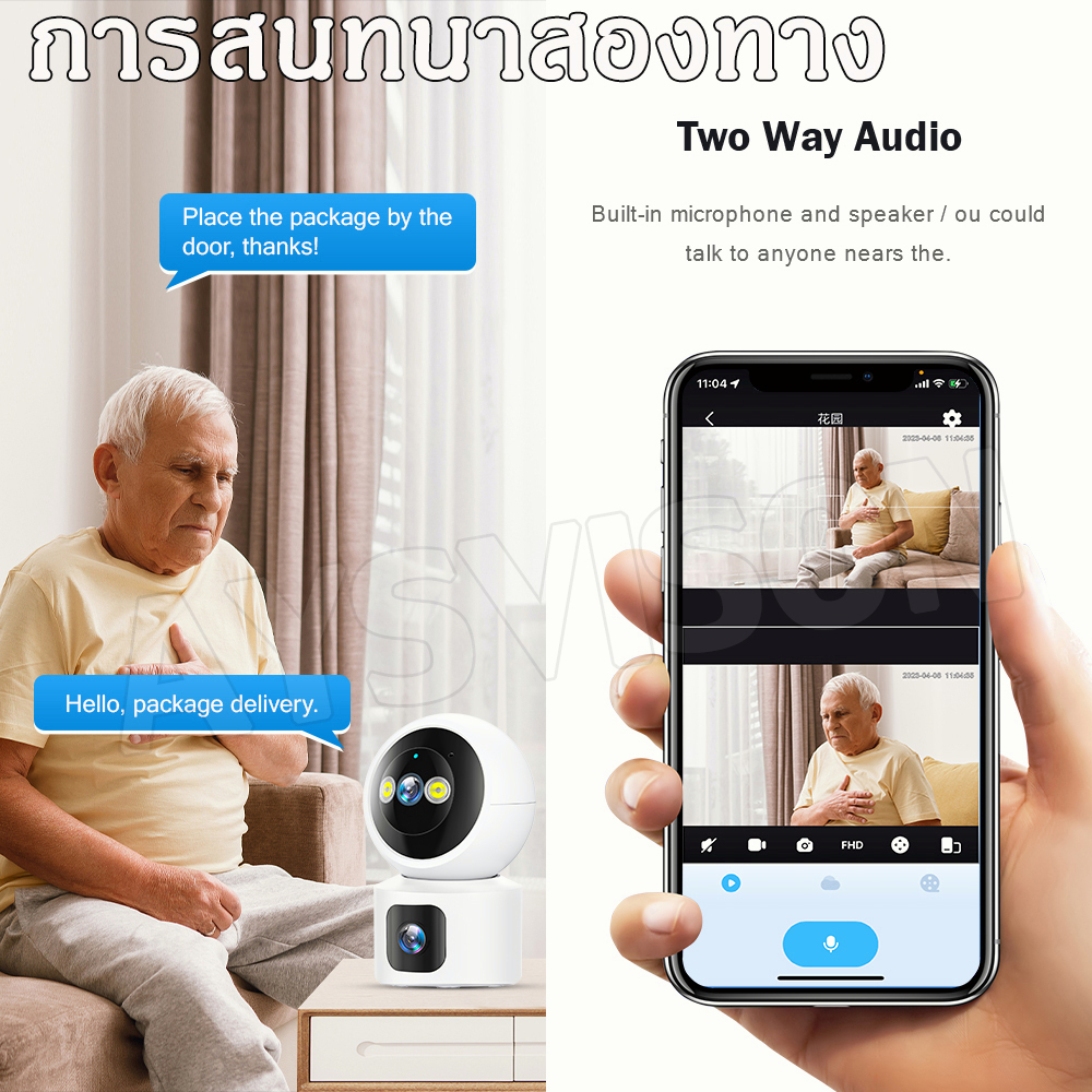 รุ่นใหม่-4k-dual-lens-เลนส์คู่-กล้องวงจรปิด-360-wifi-กล้องวงจรปิดไร้สาย-กลางคืนภาพเป็นสี-กล้องวงจรปิด-6ล้านพิกเซล