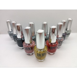 ARMY Color nail polish น้ำยาทาเล็บโทนกากเพชร 17 มล.