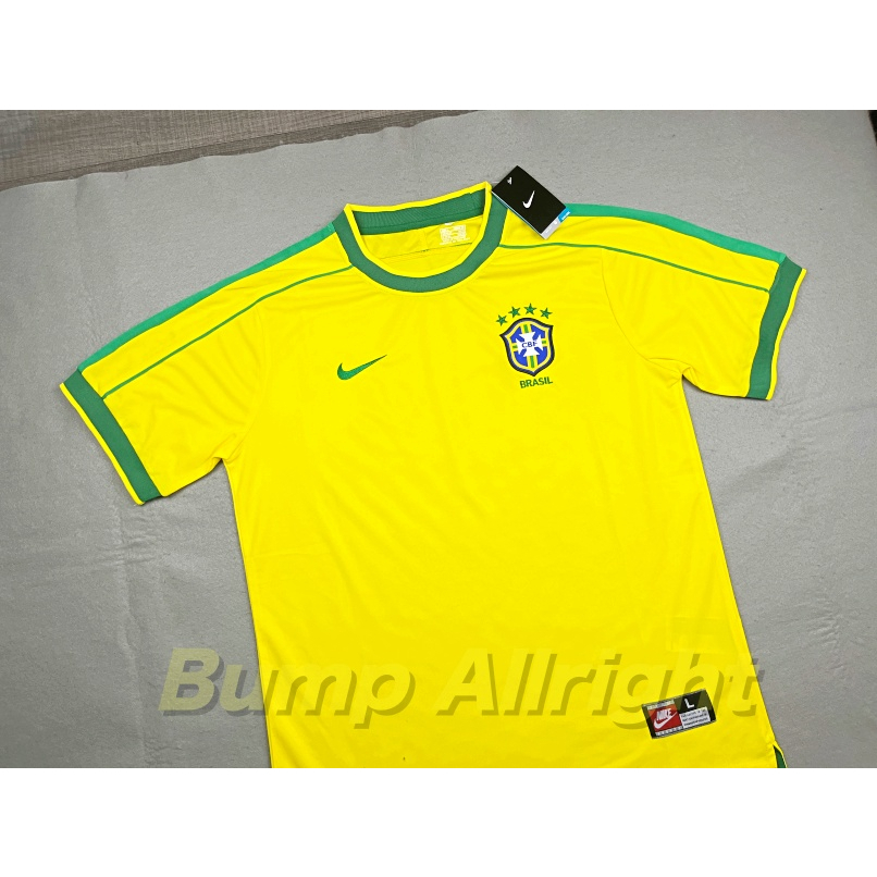 retro-เสื้อฟุตบอลย้อนยุค-vintage-ทีมชาติ-บลาซิล-เหย้า-brazil-home-1998-9-ronaldo-เสื้อเปล่า