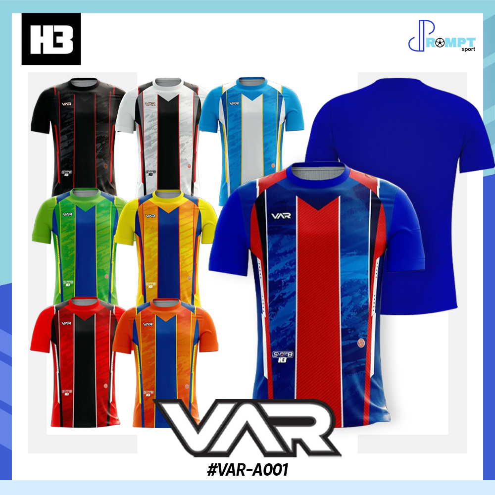 เสื้อฟุตบอล-เสื้อกีฬาพิมพ์ลายแขนสั้น-super-b-เสื้อกีฬาเอชทรี-h3-sport-รุ่น-var-a001-ของแท้-100