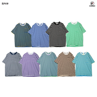 9FEB เสื้อยืดแขนสั้น9feb ลายทาง STRIPED BO001-BO11