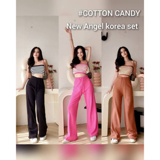 #COTTON CANDY 🍭เซ็ตเกาะอก ขายาว ผ้าทอ New Angel korea set