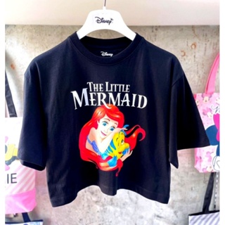 เสื้อ ครอป ลาย The little mermaid สีดำ (TMC-002)