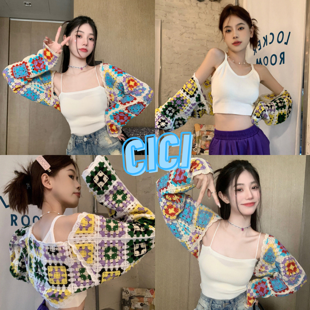 cici-no-j1019-เสื้อคลุมแขนยาวทรง-crop-ผ้าไหมพรมถักอย่างดี-เรียบหรูดูแพง