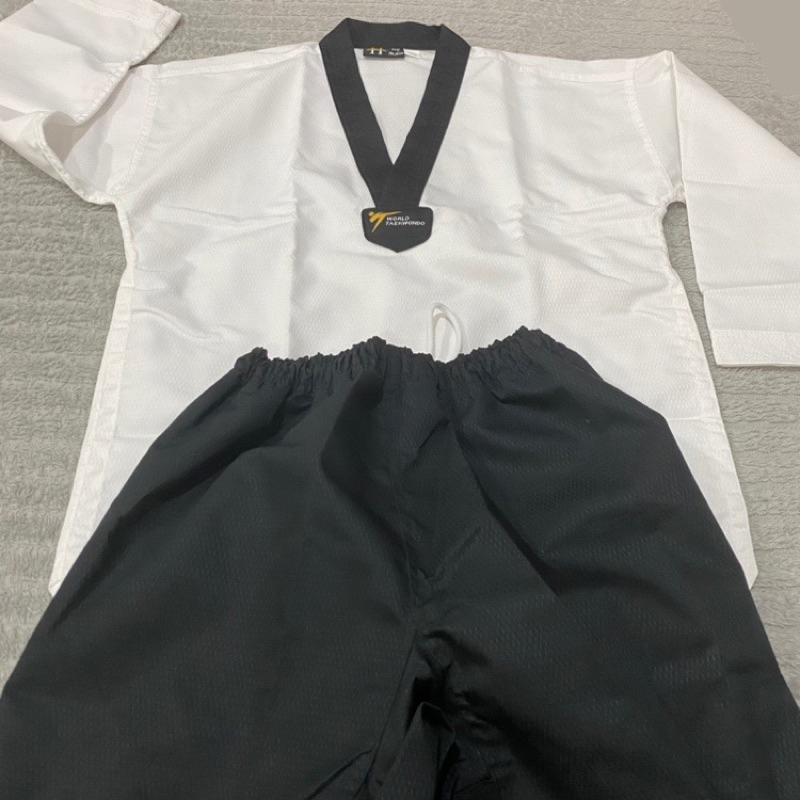 ชุดเทควันโด-ผู้ใหญ่-เบอร์170-เสื้อขาว-กางเกงดำ-ผ้าไดมอนด์เล็ก