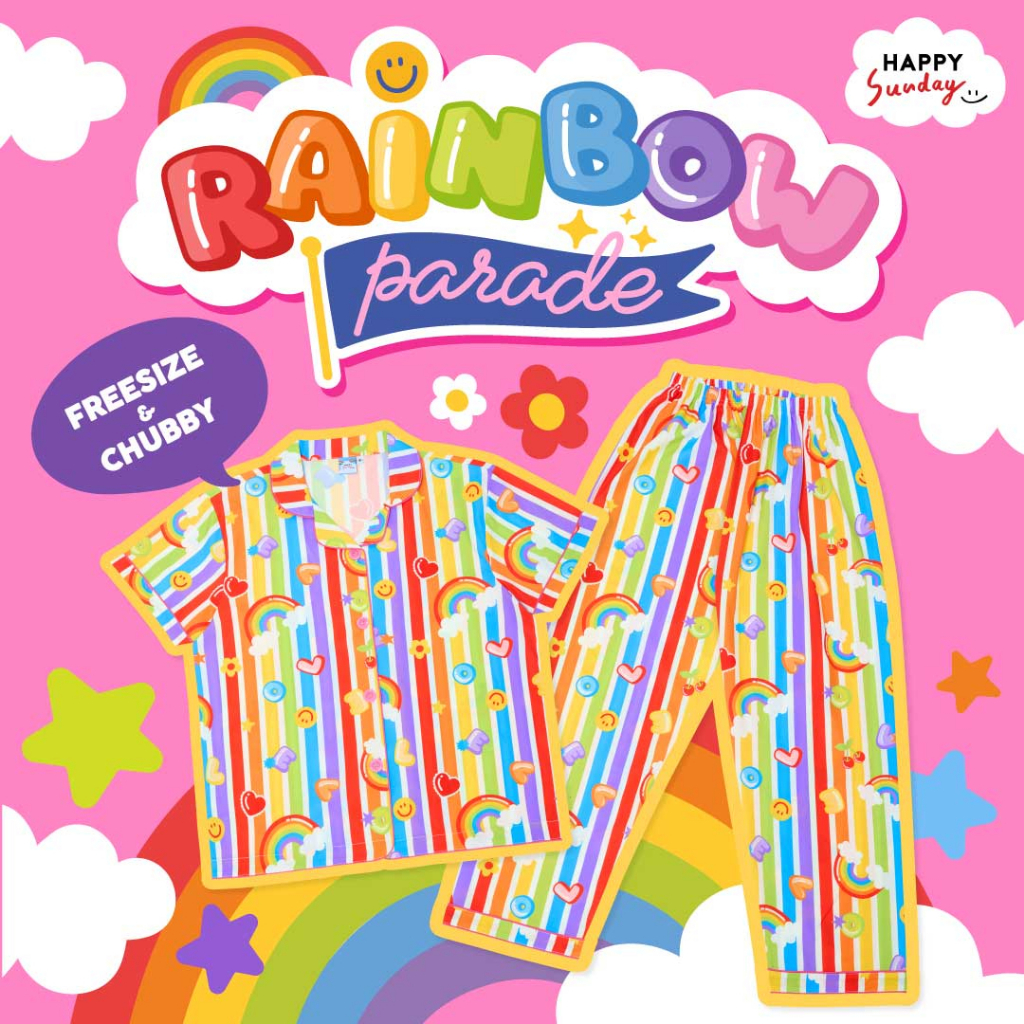 RAINBOW PARADE PYJAMAS | ชุดนอนสายรุ้ง Pride Month | Shopee Thailand