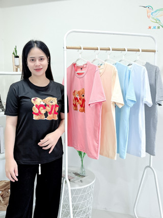 4000 IMG-7# เสื้อยืด สกรีนลายน้องหมี ผ้าคอตตอนผสม เนื้อผ้าดี