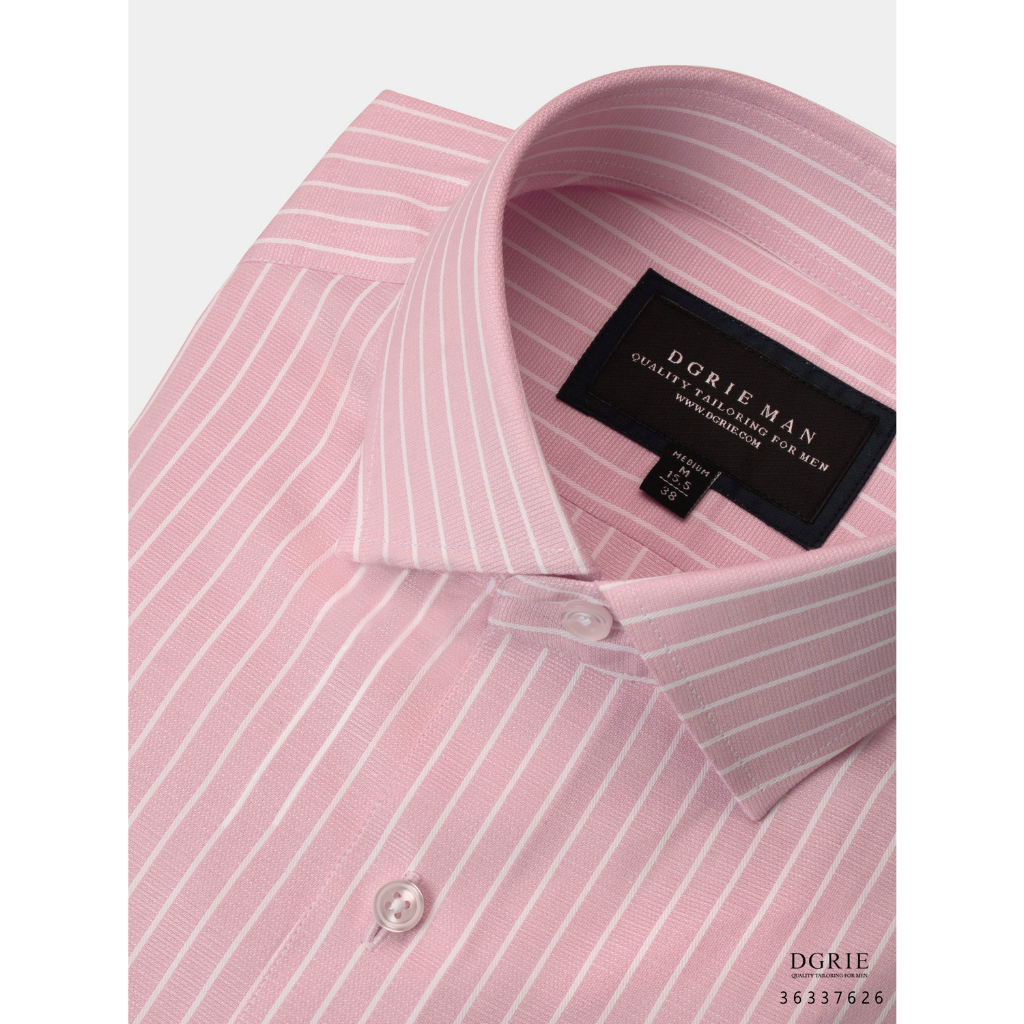 pink-f-c-2tone-1cm-stripe-collar-cotton-shirt-เสื้อเชิ้ตสีชมพูลายทางขาว