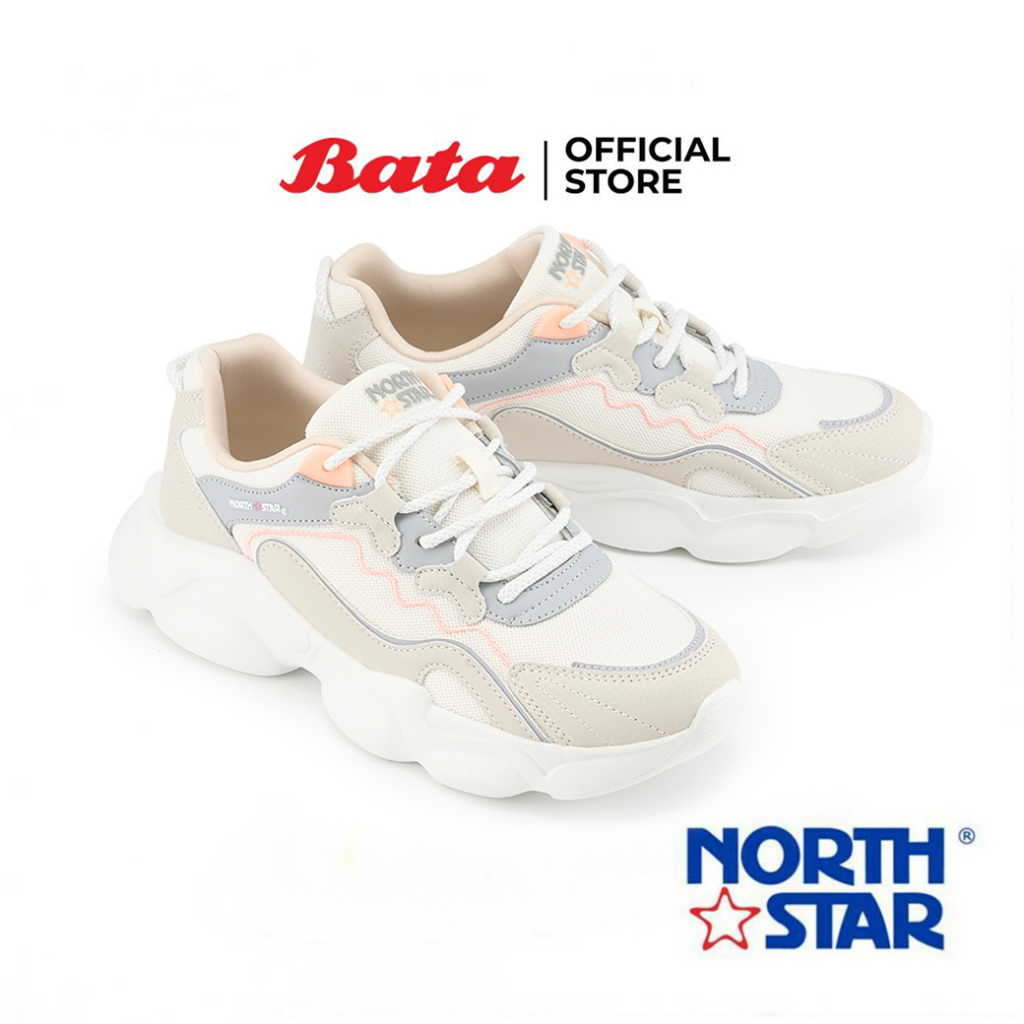 north-star-by-bata-บาจา-รองเท้าผ้าใบแบบผูกเชือก-สนีกเกอร์-สวมใส่สบาย-รุ่น-hideko-สีขาว-5201075-สีชมพู-5205075