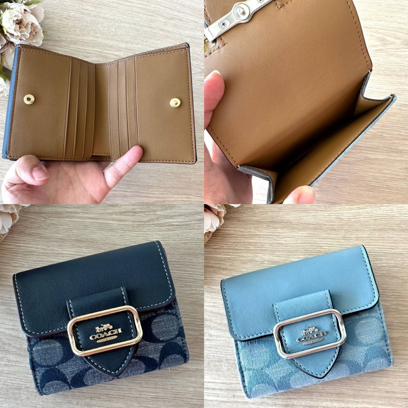 สด-ผ่อน-กระเป๋าสตางค์-2-พับ-ch151-coach-small-morgan-wallet-in-signature-chambray