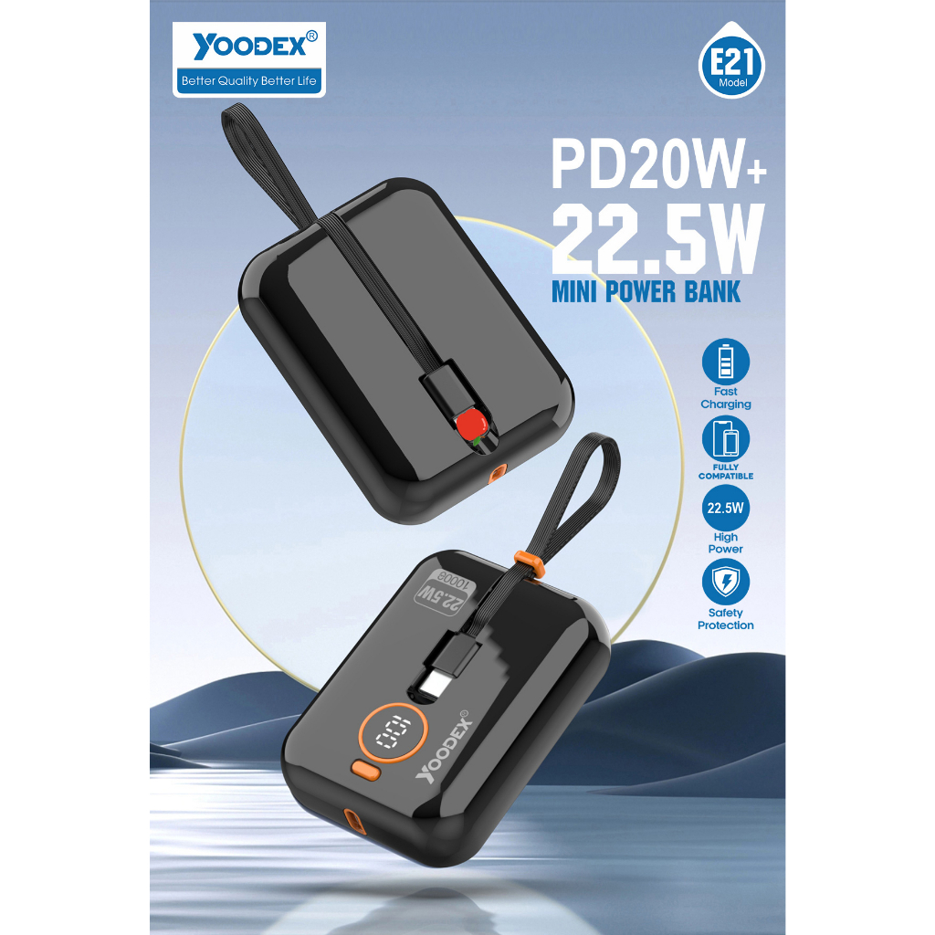 powerbank-yoodex-e21-ของแท้100-pd20w-22-5w-10000mah-พาวเวอร์แบงค์-ชาร์จเร็ว-fast-charge-quick-charge-แบตสำรอง-e21