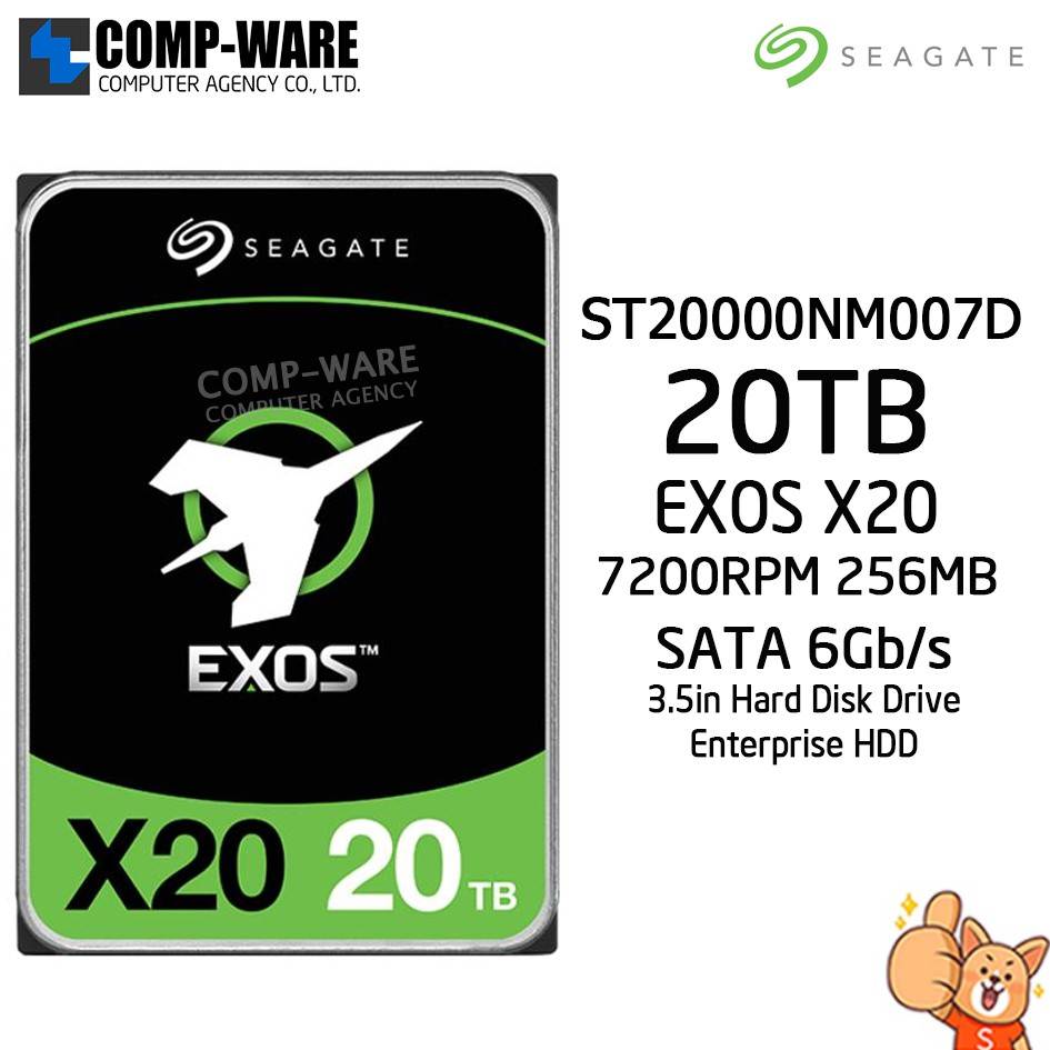Seagate Exos X20 20TB 7200RPM 256MB SATA 6Gb/s 512E/4KN 3.5-Inch