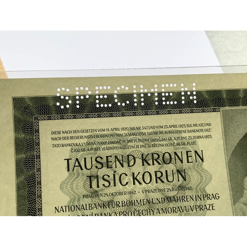 ธนบัตรรุ่นเก่าของประเทศเชโกสโลวาเกีย-ชนิด1000korun-ปี1942