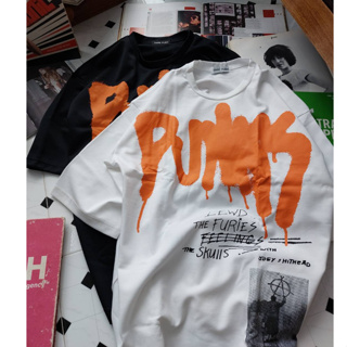 Cool Rocker : Oversize T-Shirt By Dark Punx / เสื้อยืดทรงโอเวอร์ไซส์ลาย PUNKS ส้ม
