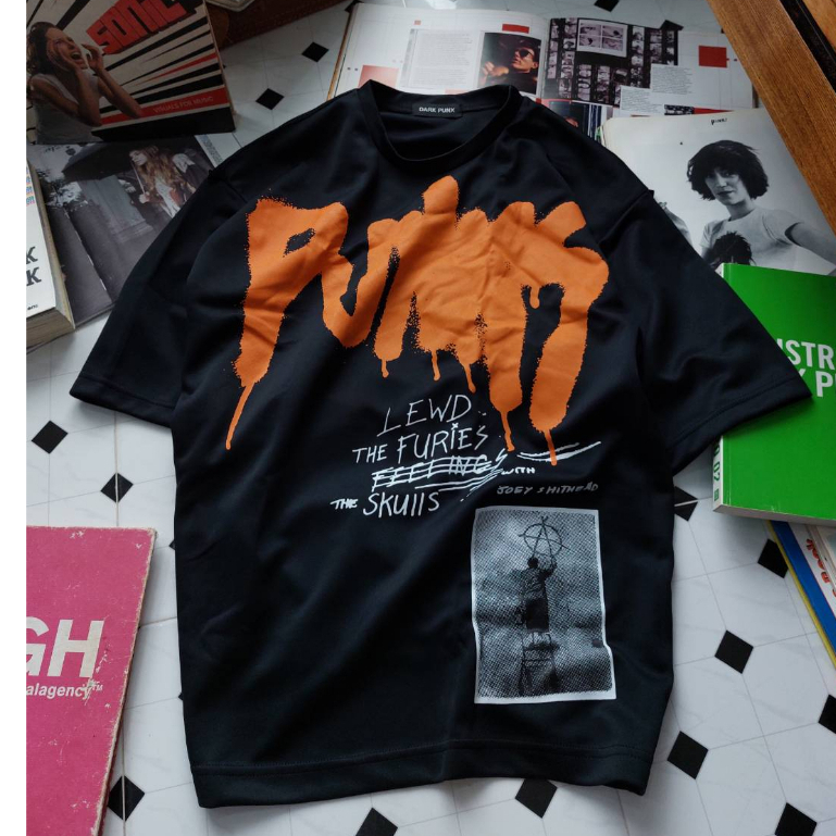 cool-rocker-oversize-t-shirt-by-dark-punx-เสื้อยืดทรงโอเวอร์ไซส์ลาย-punks-ส้ม