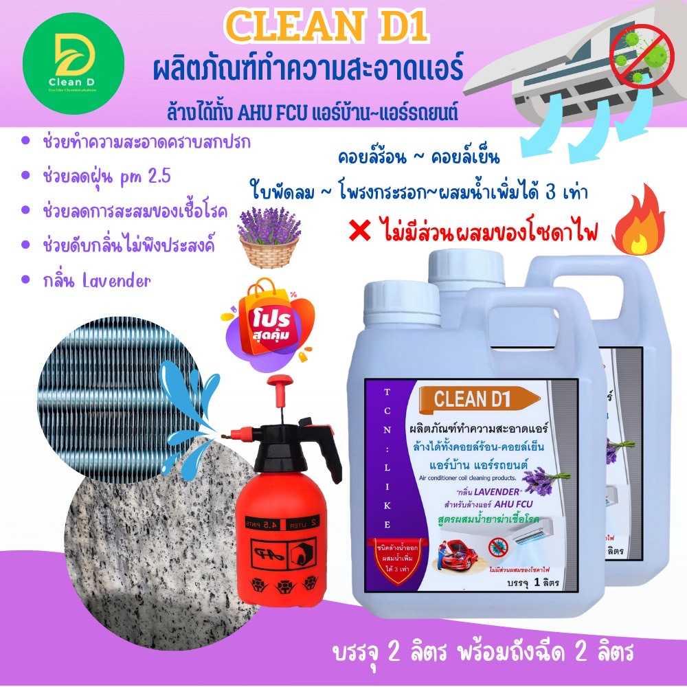 clean-d1-น้ำยาล้างแอร์ชนิดพิเศษ-ช่วยทำความสะอาดคราบสกปรก-ช่วยฆ่าเชื้อแบคทีเรีย-ช่วยดับกลิ่นไม่พึงประสงค์-กลิ่นมิ้น