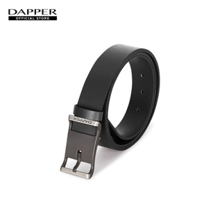 DAPPER เข็มขัดผู้ชาย หนังแท้ Center Bar Pin Buckle Belt สีดำ (BBCB1/271PN)