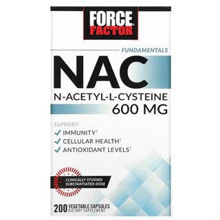 Force Factor Fundamentals NAC N-Acetyl-L-Cysteine 600 mg 200 Vegetable Capsules (exp.03/25)