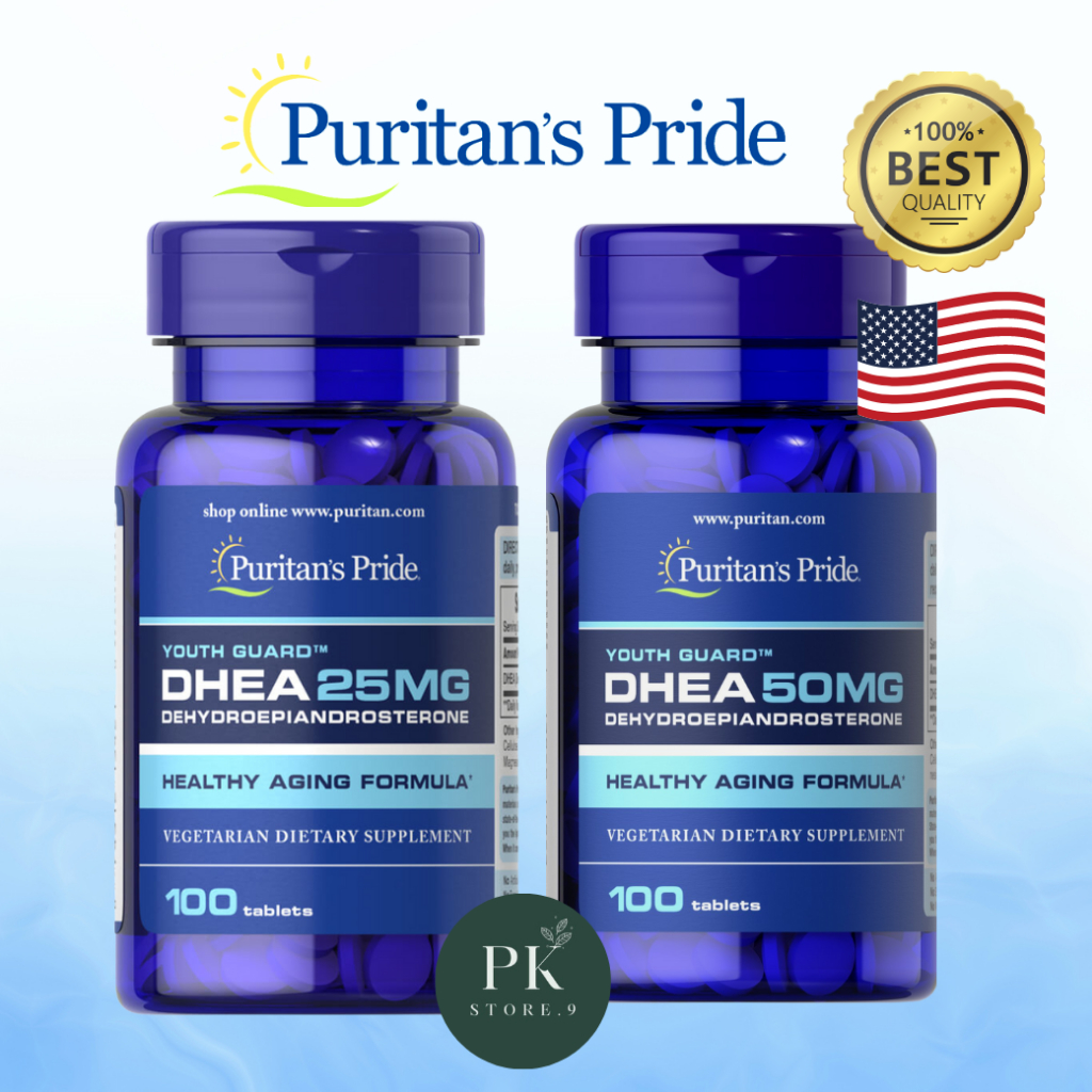 ภาพหน้าปกสินค้าPuritan's Pride DHEA 25/50 mg ชะลอวัย ลดอาการวัยทอง ปรับสมดุลฮอร์โมน 100 เม็ด