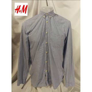 H&amp;M Brand_2nd hand เสื้อเชิ้ตแขนยาว วัสดุผ้าฝ้าย​ 💯​%/Size M​/ Made in Bangladesh/แท้มือสองกระสอบนำเข้า​