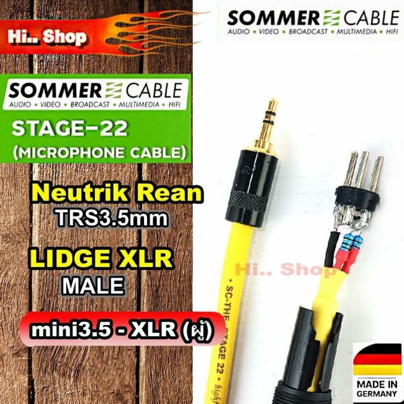 sommer-stage22-สายaux-trs-3-5mm-to-xlr-ผู้-neutrik-rean-trs3-5-lidge-xlr