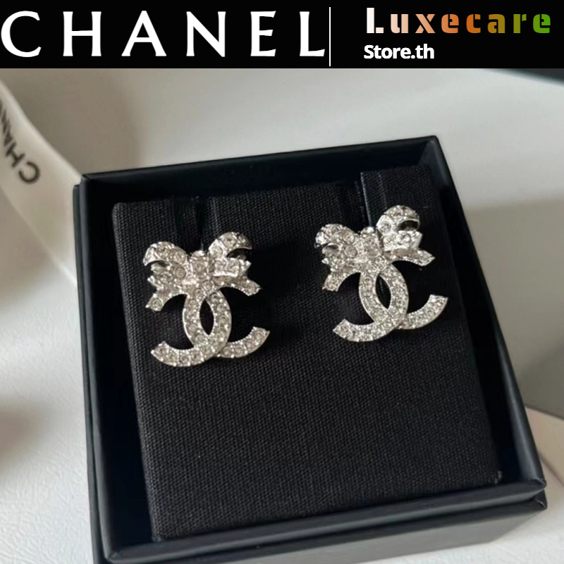 2023new-ชาแนล-chanel-23s-bow-double-c-earrings-ชาแนล-ต่างหู-แฟชั่น-ความสง่างาม-หรูหรา