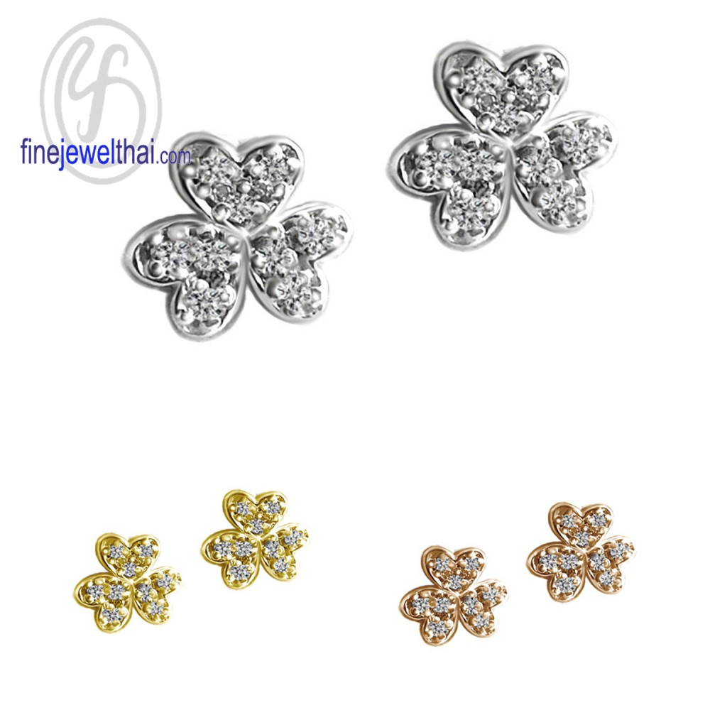 ต่างหู-โคลเวอร์-ต่างหูเพชร-ต่างหูเงินแท้-ออกแบบพิเศษ-clover-diamond-cz-silver-earring-e1162cz00p