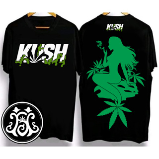 KUSH เสื้อยืดผ้าฝ้ายแท้แฟชั่นดั้งเดิม 420 ชุดป่านสีเขียวเทรนด์ใหม่ นางเงือกที่สูบบุหรี่สบาย ๆ K051