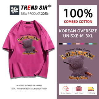 FILA ⚡จัดส่งฟรี⚡️เสื้อยืด oversize cotton100 เสื้อยืดคอกลม ทรงหลวมเสื้อยืดไซส์ใหญ่เครื่องแต่งกายทํางานขนส่งในหน้าร้อมี4ส
