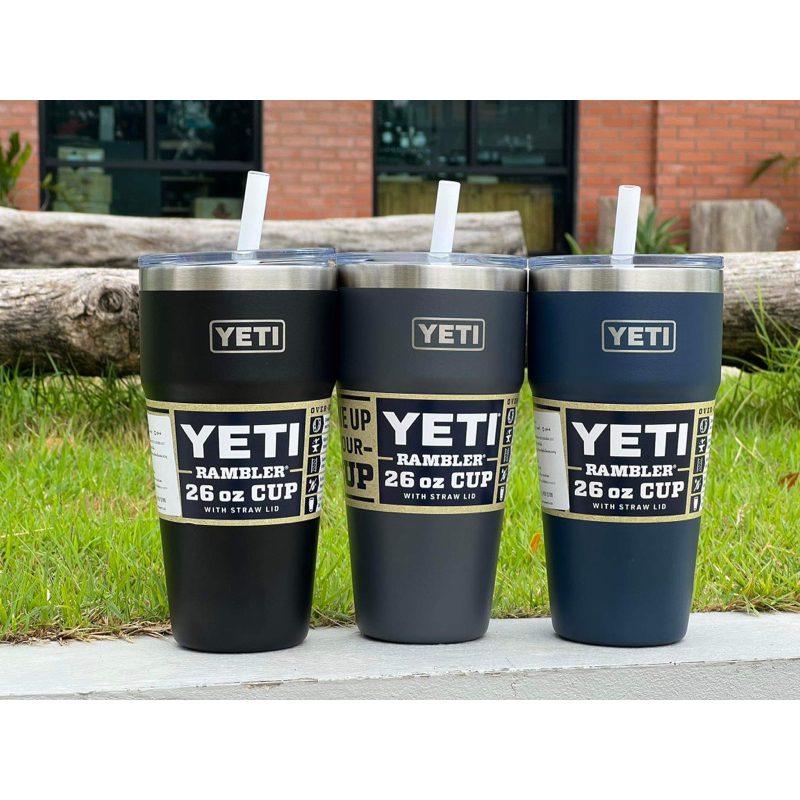 Yeti rambler 26oz stackable cup with straw lid | Shopee Thailand