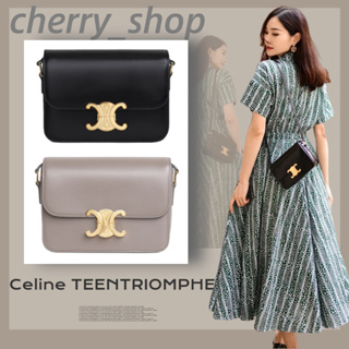 ถูกที่สุด ของแท้ 100%/ซีลีน Celine Triomphe กระเป๋าสะพายขนาดกลาง TEEN ผู้หญิง กระเป๋าแมสเซนเจอร์