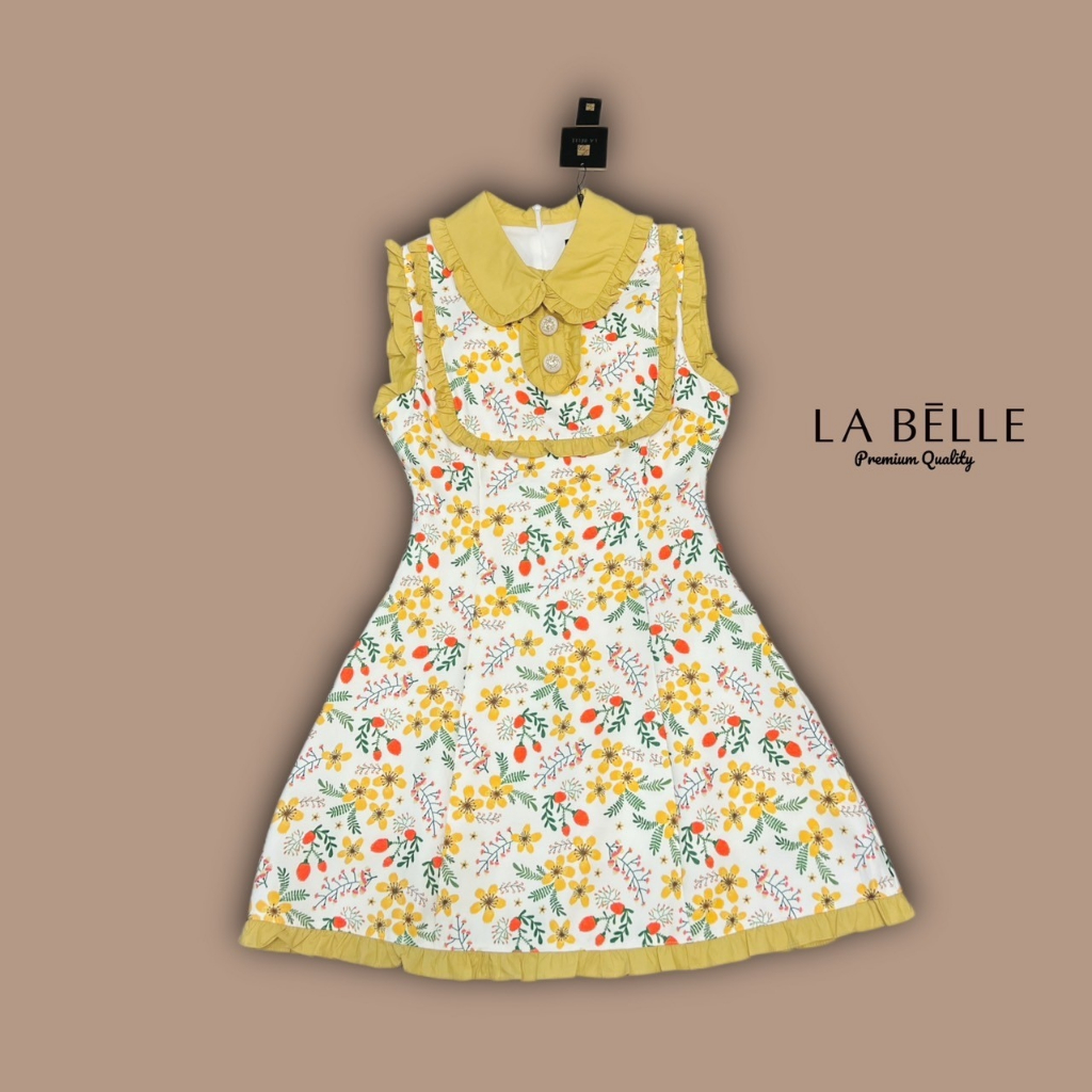 la-belle-เดรสลายดอกแขนกุดโทนสีเหลือง-รบกวนเช็คสต๊อกก่อนกดสั่งซื้อ