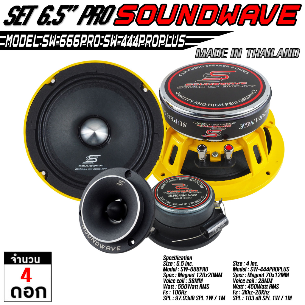 soundwave-ดอกเสียงกลาง-sw-666pro-amp-sw-444proplus-ดอกลำโพงรถยนต์-โมแรง-ประกอบไทย-ลำโพงเสียงกลางรถยนต์-เครื่องเสี