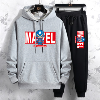 L345+CKH345 ชุดเซ็ทกันหนาวเสื้อฮู๊ด แขนยาว กางเกงขายาว เสื้อแขนยาวมีหมวก  ได้ทั้งชายและหญิง หลายสีหลายลาย