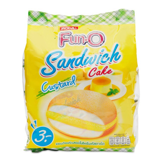 ❗ค่าส่งถูก❗ ฟันโอ แซนวิซเค้กสอดไส้  รสคัสตาร์ด Fun-O Sandwich 1 ห่อมี 12 ชิ้น มีหลายรสชาติ