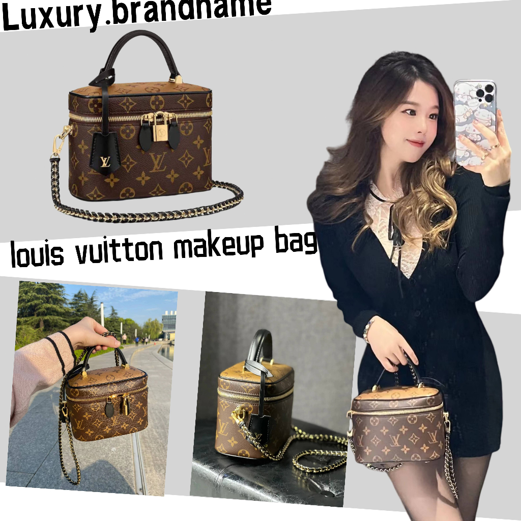 หลุยส์วิตตอง-louisvuitton-กระเป๋าเครื่องสำอางใหม่-กระเป๋าโซ่-ซิปคู่-กระเป๋าผู้หญิง-พร้อมสายสะพาย