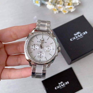 (ผ่อน0%) นาฬิกา Coach Womens 14503129 Mini Boyfriend Silver Tone Stainless Glitz Watch สแตนเลส สีเงิน ล้อมคริสตัล 40 มม.