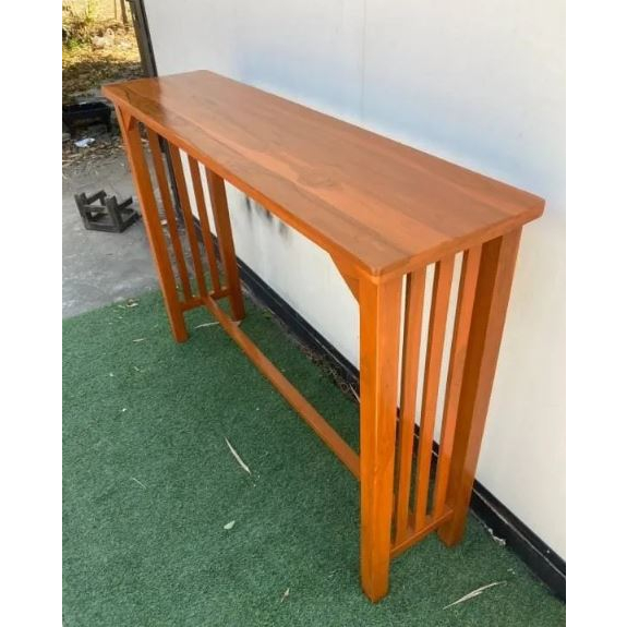 sukthongเเพร่-โต๊ะบาร์ไม้สักเเท้-35x135-สูง-95ซม-โต๊ะบาร์โมเดิร์น-โต๊ะเคาน์เตอร์-สีสักน้ำตาลส้มเคลือบเงา