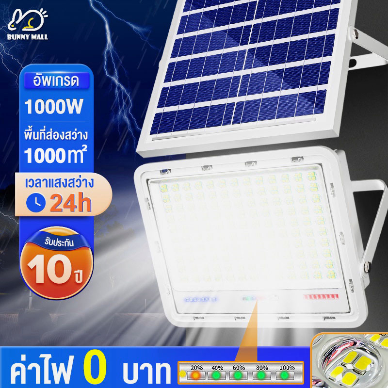 ภาพหน้าปกสินค้าBunny  ไฟโซล่าเซลล์ 1000W สว่างอัตโนมัติเมื่อฟ้ามืด กันน้ำ ป้องกันฟ้าผ่า solar lights LED รีโมทคอนโทรล จากร้าน bunnysolarlight บน Shopee