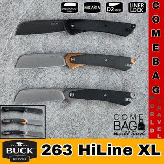 มีดพับ BUCK KNIVES แท้ รุ่น 263 HiLine XL ใบมีด SHEEPSFOOT เหล็ก D2 แก้ม MICARTA พร้อมคลิปเหน็บ ของแท้‼️ แบรนด์อเมริกา