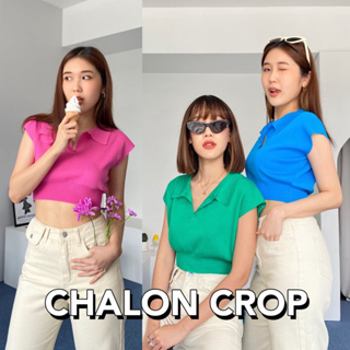 CHALON CROP เสื้อครอป ไหมพรม y2k บาร์บี้ barbie