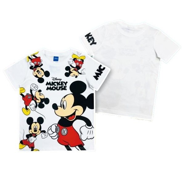 เสื้อยืดสีขาวคอตตอน-เสื้อผ้าลายการ์ตูนลิขสิทธิ์แท้-เด็กผู้หญิง-ผู้ชาย-เสื้อแขนสั้น-mickey-mouse-t-shirt-dmk101-111