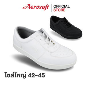 Aerosoft (แอโร่ซอฟ) รองเท้าผ้าใบสีขาว/สีดำเพื่อสุขภาพ รุ่น SN8805 ผ้าใบหนัง