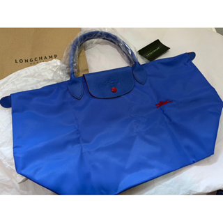 Longchamp LePliage Club M Short สีฟ้าม้าปักแดง ของแท้100%