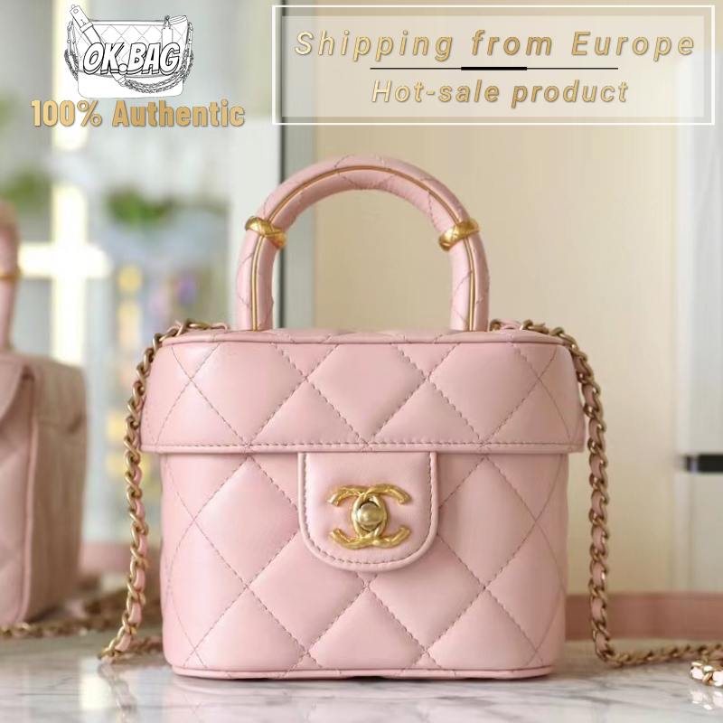 ชาแนล-chanel-23s-lambskin-pink-makeup-handbag-สุภาพสตรี-กระเป๋าสะพายไหล่