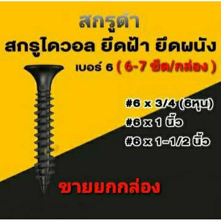 สกรูดำ สกรูไดวอล สกรู สำหรับยิงฝ้า ยึดฝ้า ยึดเพดาน ยึดผนังเบา Drywall Screws ขายยกกล่อง (6-7 ขีด/กล่อง)