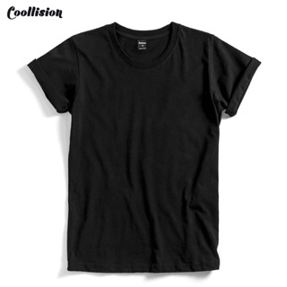 #Coollision เสื้อเปล่าสีดำ เสื้อยืดสีพื้น  ผ้า TC นุ่มๆ (PO04)