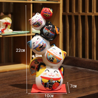 แมวกวัก ดารุมะ 5 ชั้น สูง 22cm Daruma ตุ๊กตามงคลขอพรให้สมหวัง โชคดี ค้าขาย เฮงเฮง ร่ำรวย