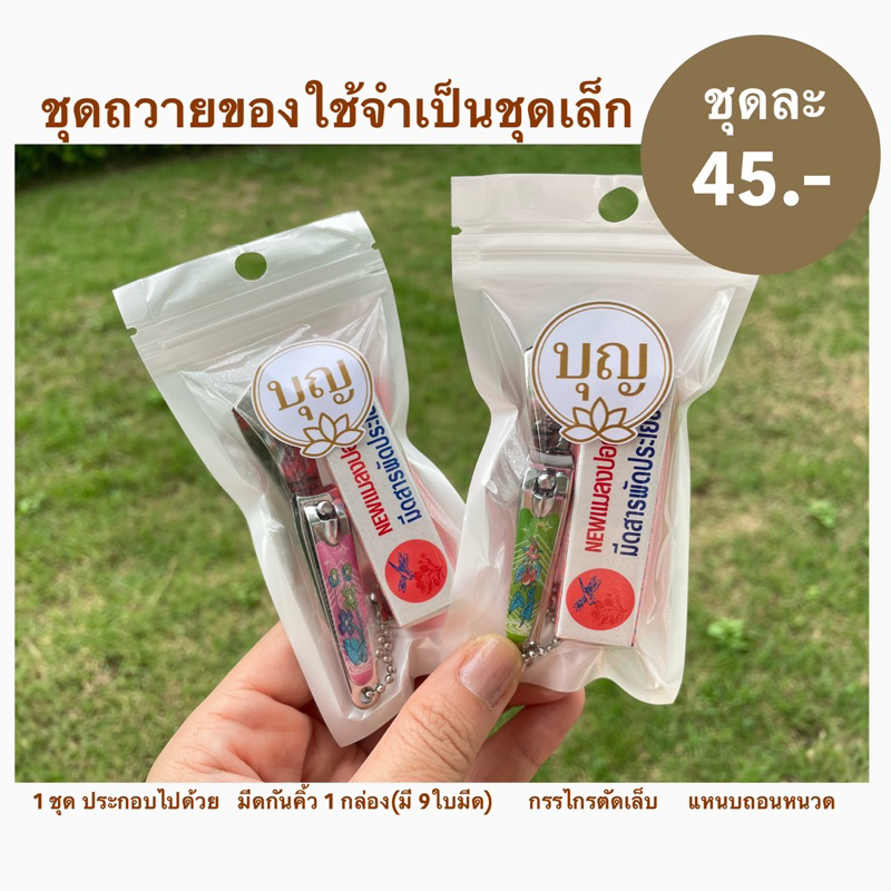 ชุดถวายของใช้จำเป็นชุดเล็ก-มีใบมีด9ใบ-กรรไกรตัดเล็กและแหนบถอนหนวด-คุ้มค่าและมีคุณภาพ